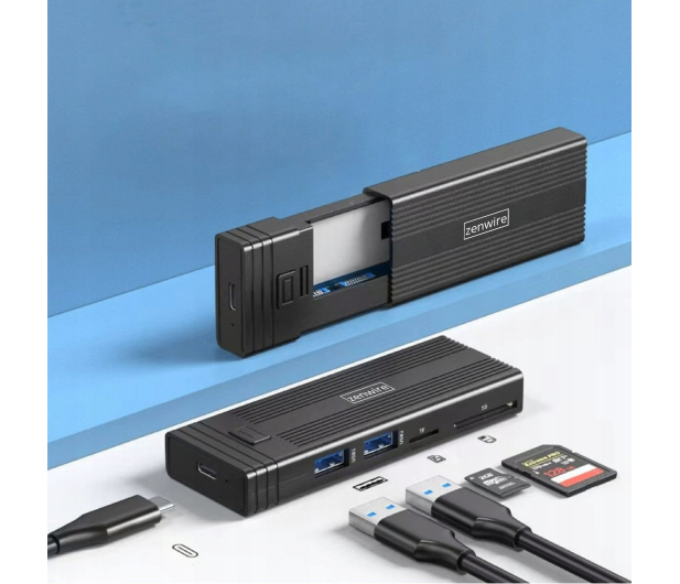 Zenwire Obudowa na dysk HUB USB-C 7w1 SSD M.2 NVME PCIE SATA SD - 1604620 - zdjęcie 3